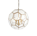 Miele 3-Light Antique Brass Pendant Light with Hexagonal Glass Panels