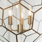 Miele 3-Light Antique Brass Pendant Light with Hexagonal Glass Panels