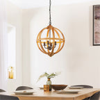 Toba 4-Light Natural Mango Wood Pendant Light