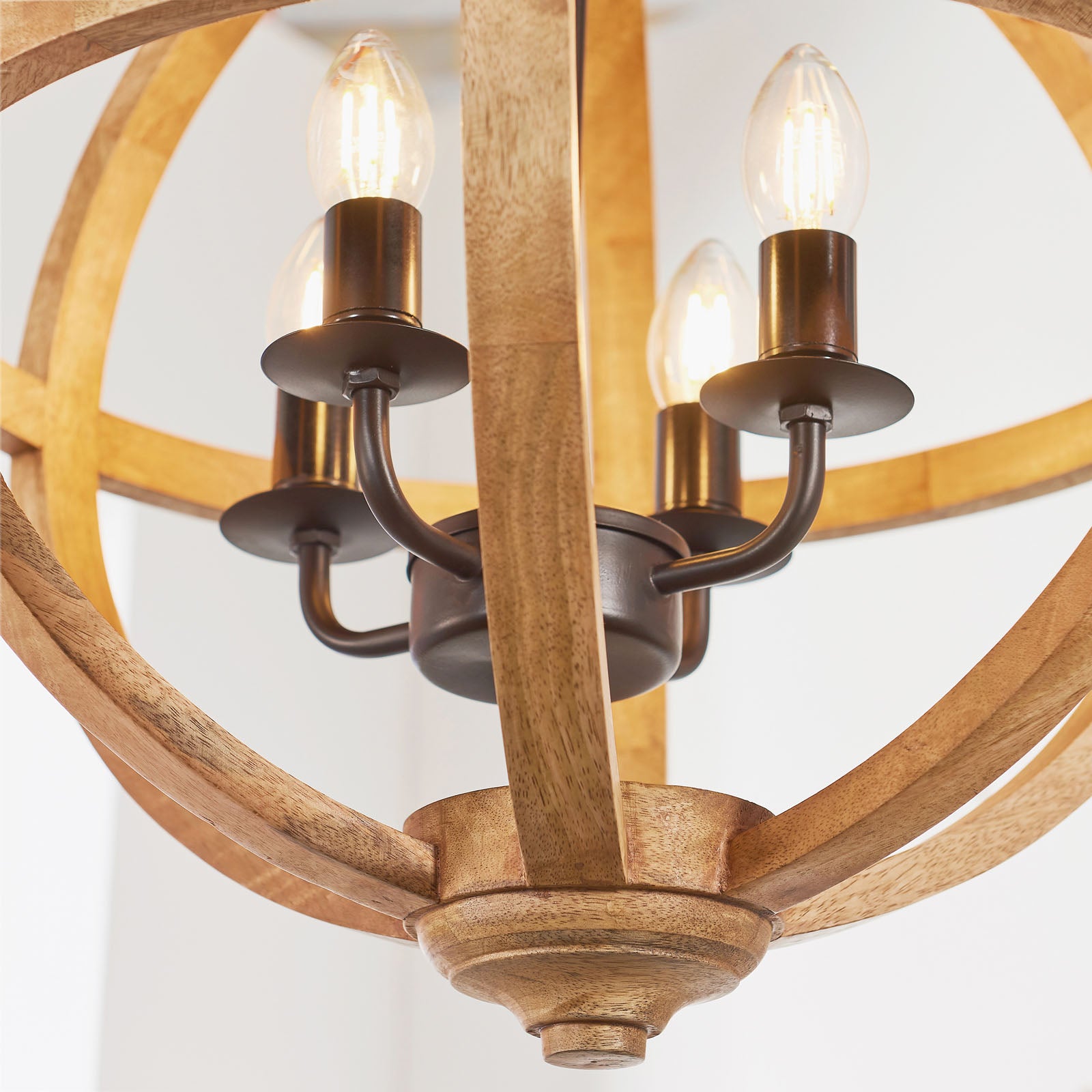Toba 4-Light Natural Mango Wood Pendant Light