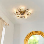 Aherne 5-Light Semi-Flush Mount: Antique Brass & Glass Beads