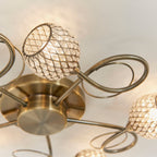 Aherne 5-Light Semi-Flush Mount: Antique Brass & Glass Beads