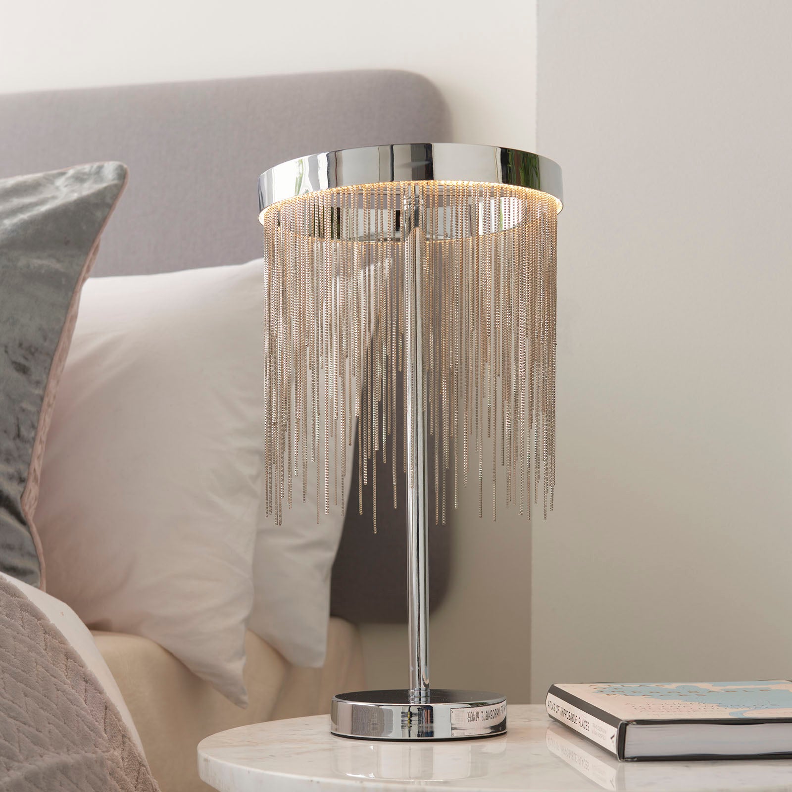 Zelma 1-Light Polished Chrome LED Waterfall Table Lamp