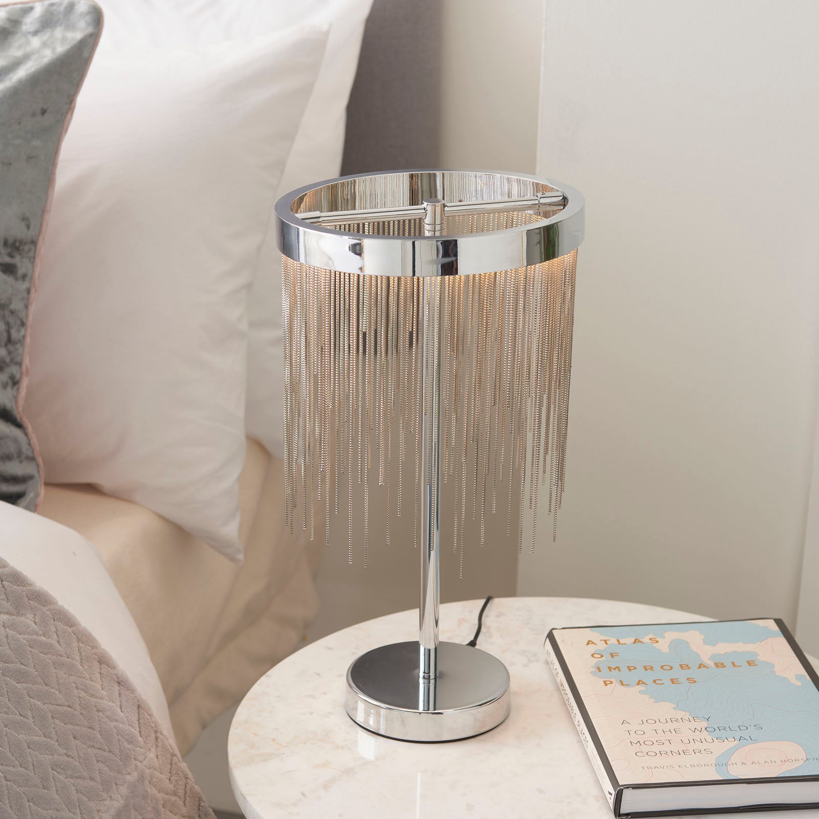 Zelma 1-Light Polished Chrome LED Waterfall Table Lamp