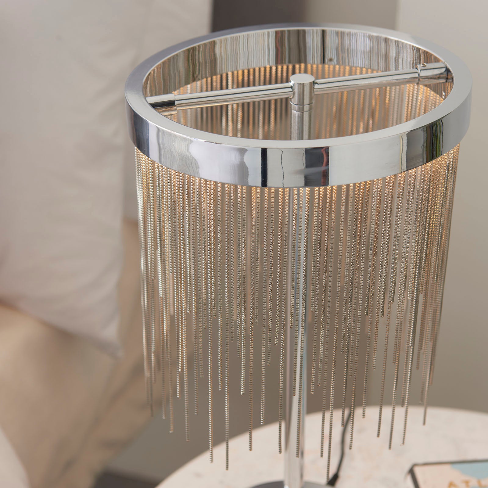 Zelma 1-Light Polished Chrome LED Waterfall Table Lamp