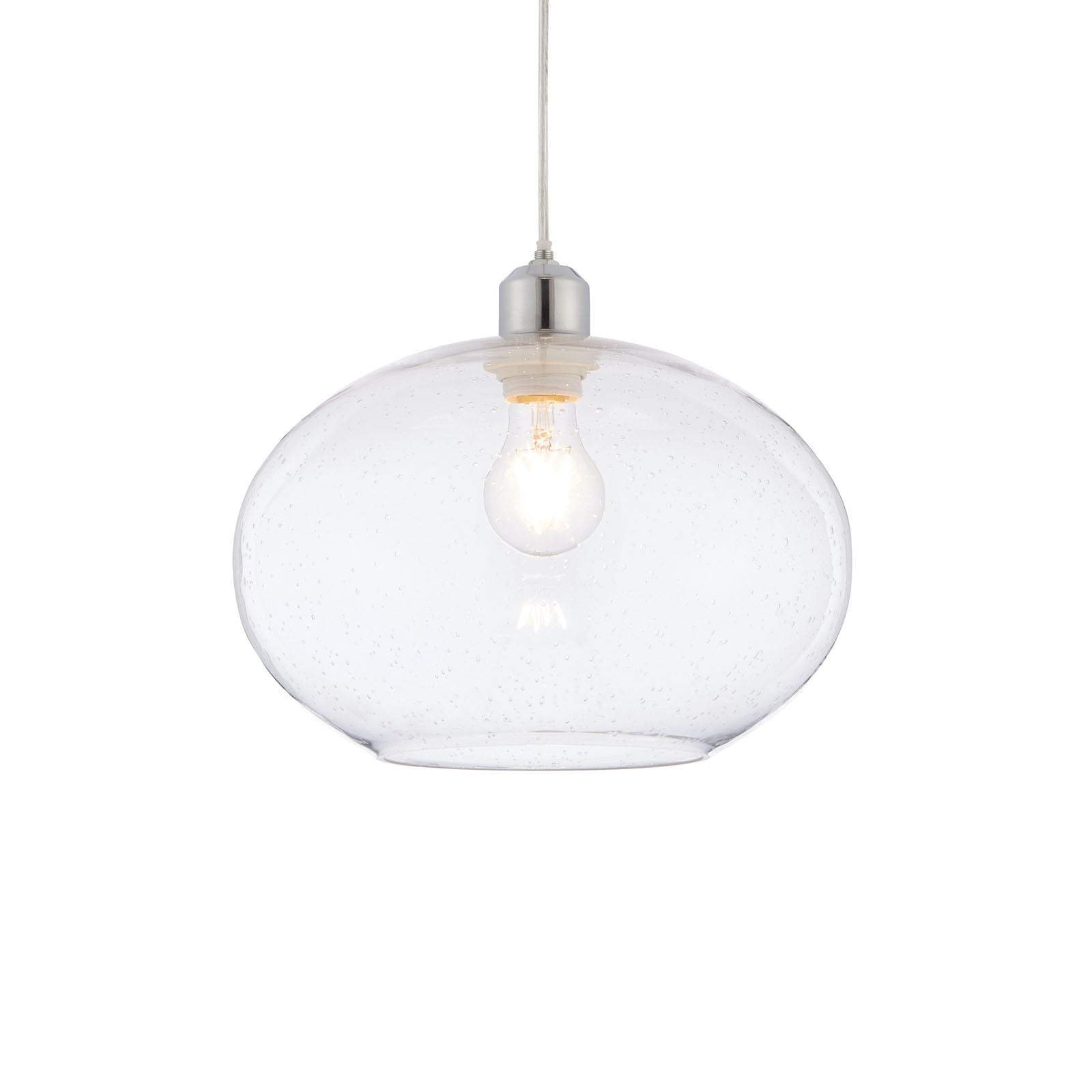 Dimitri 1-Light Easy Fit Clear Glass Pendant with Bubble Effect