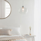 Dimitri 1-Light Easy Fit Clear Glass Pendant with Bubble Effect