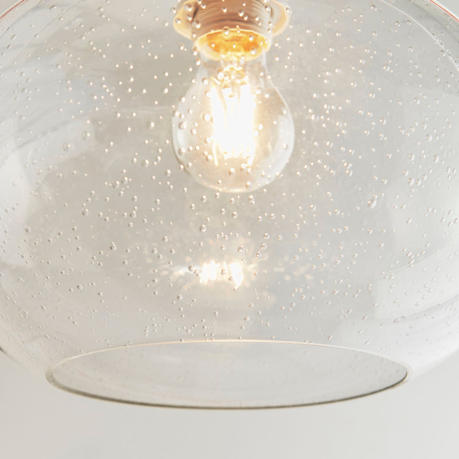 Dimitri 1-Light Easy Fit Clear Glass Pendant with Bubble Effect