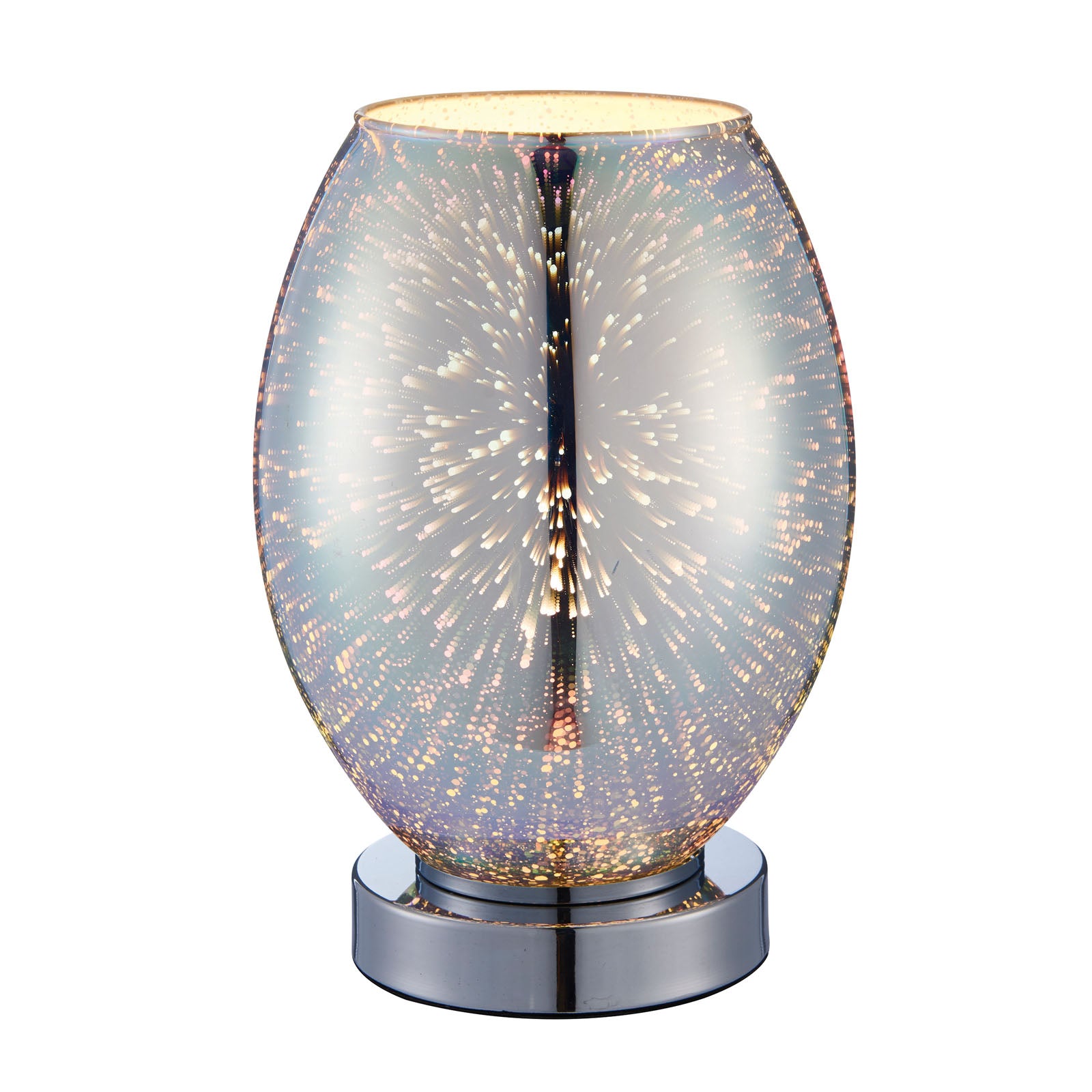 Stellar Holographic Glass Table Lamp (Touch Dimmer, Chrome)