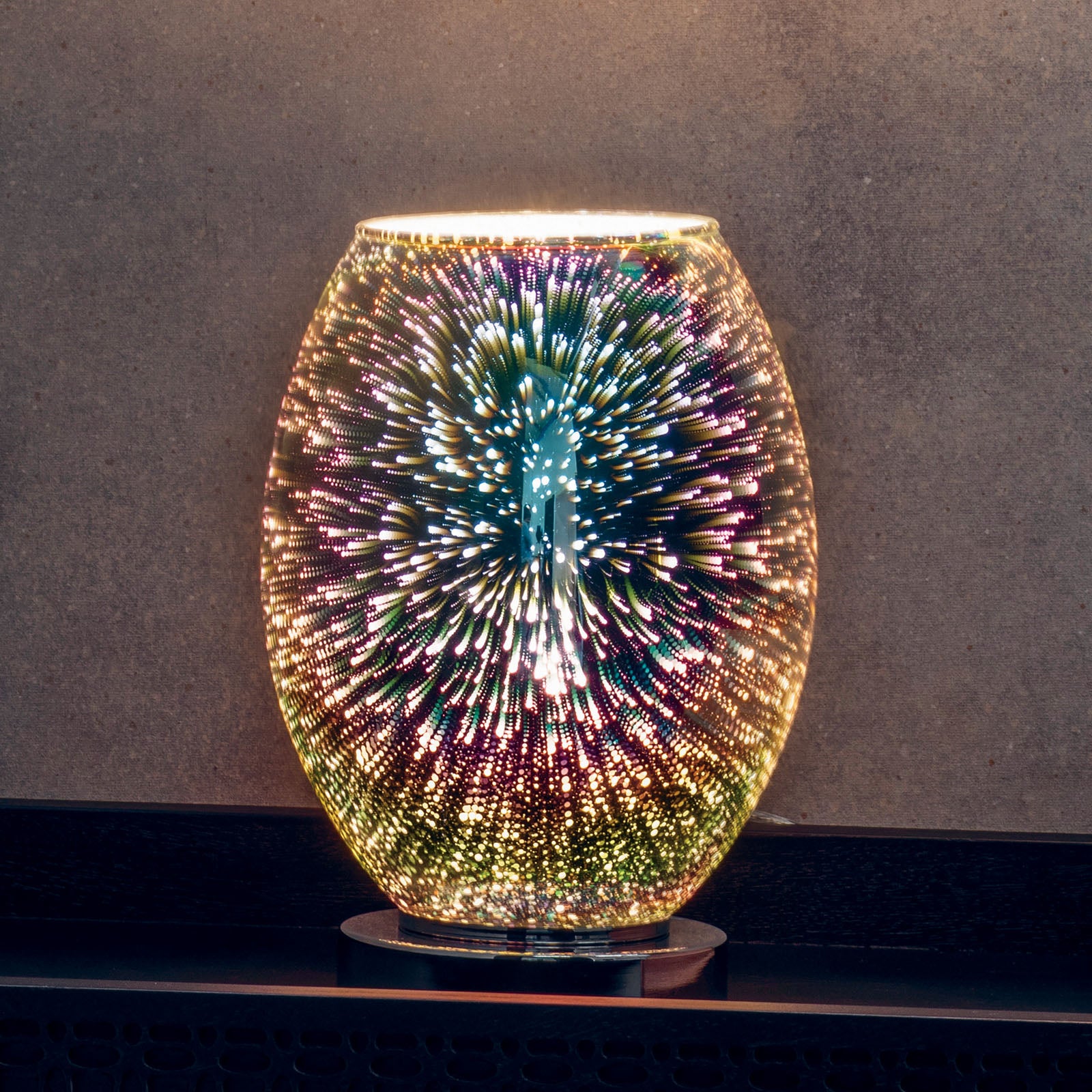 Stellar Holographic Glass Table Lamp (Touch Dimmer, Chrome)