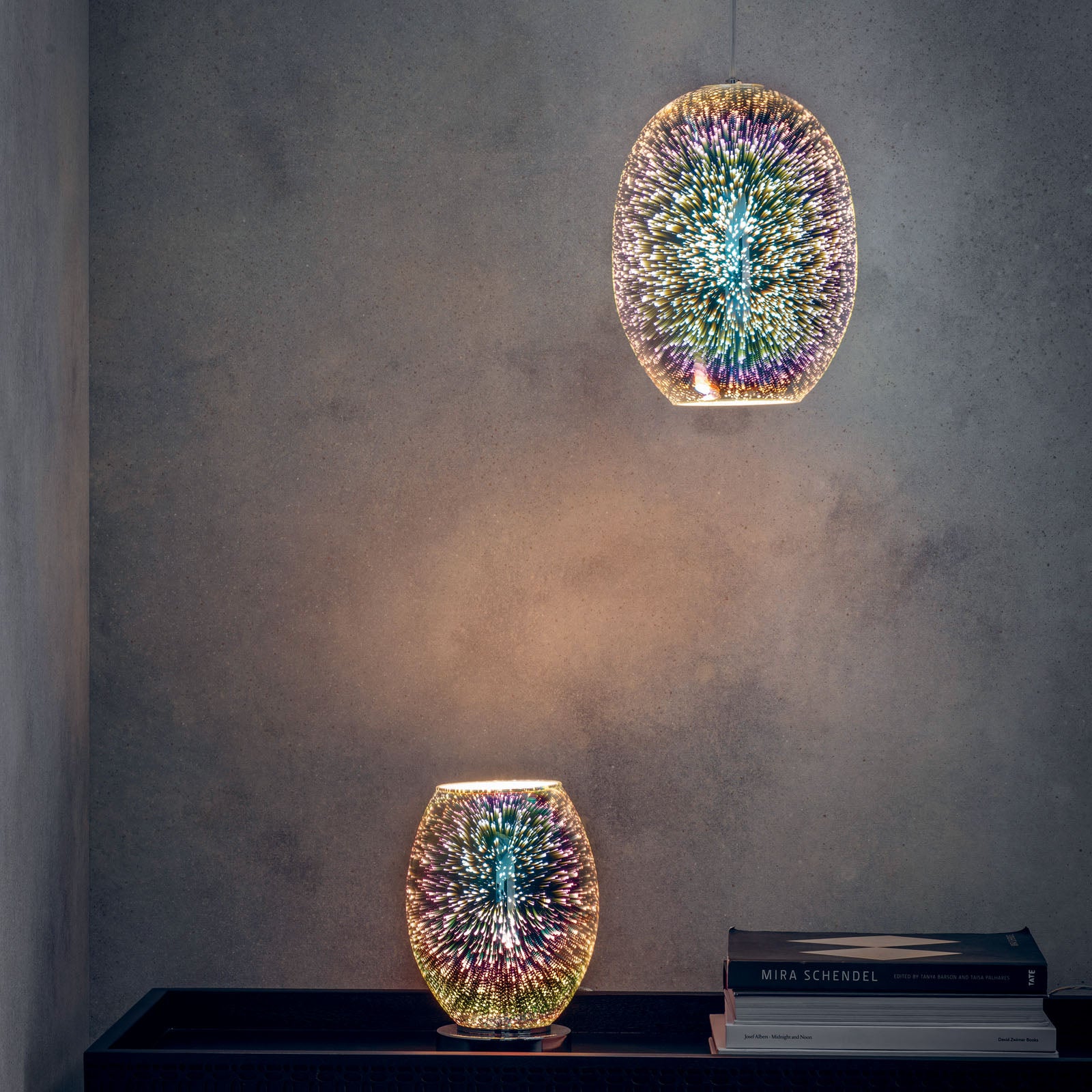 Stellar Holographic Glass Table Lamp (Touch Dimmer, Chrome)