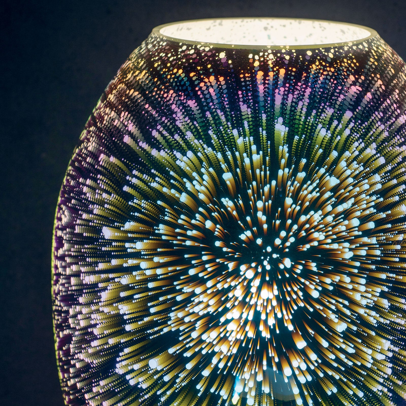 Stellar Holographic Glass Table Lamp (Touch Dimmer, Chrome)