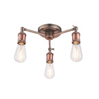 Hal 3-Light Industrial Semi-Flush Mount - Aged Pewter & Copper