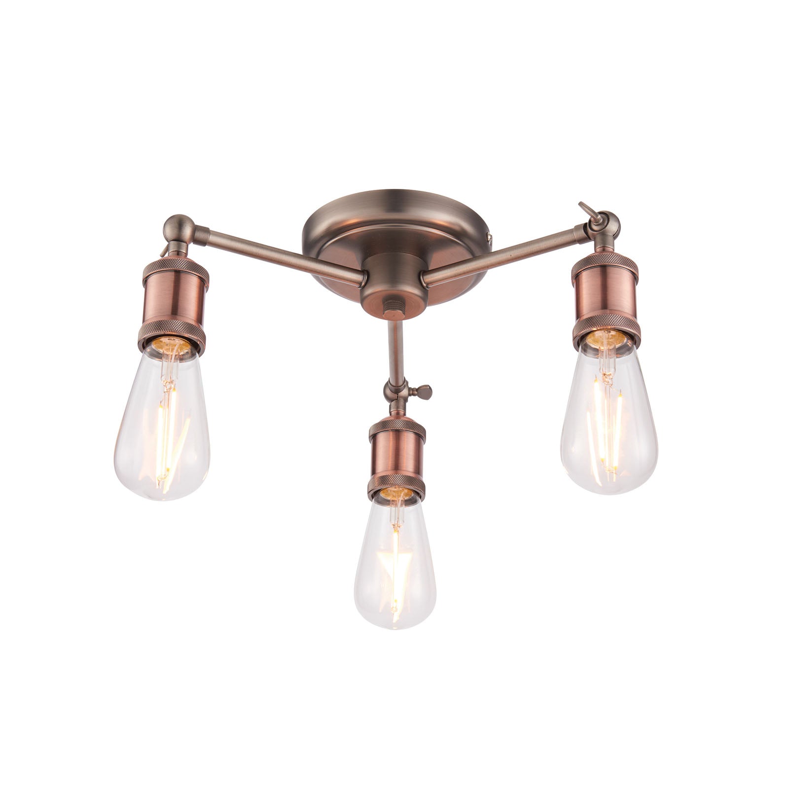 Hal 3-Light Industrial Semi-Flush Mount - Aged Pewter & Copper