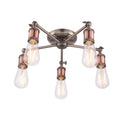 Hal 5-Light Industrial Semi-Flush Mount - Aged Pewter & Copper