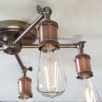 Hal 5-Light Industrial Semi-Flush Mount - Aged Pewter & Copper