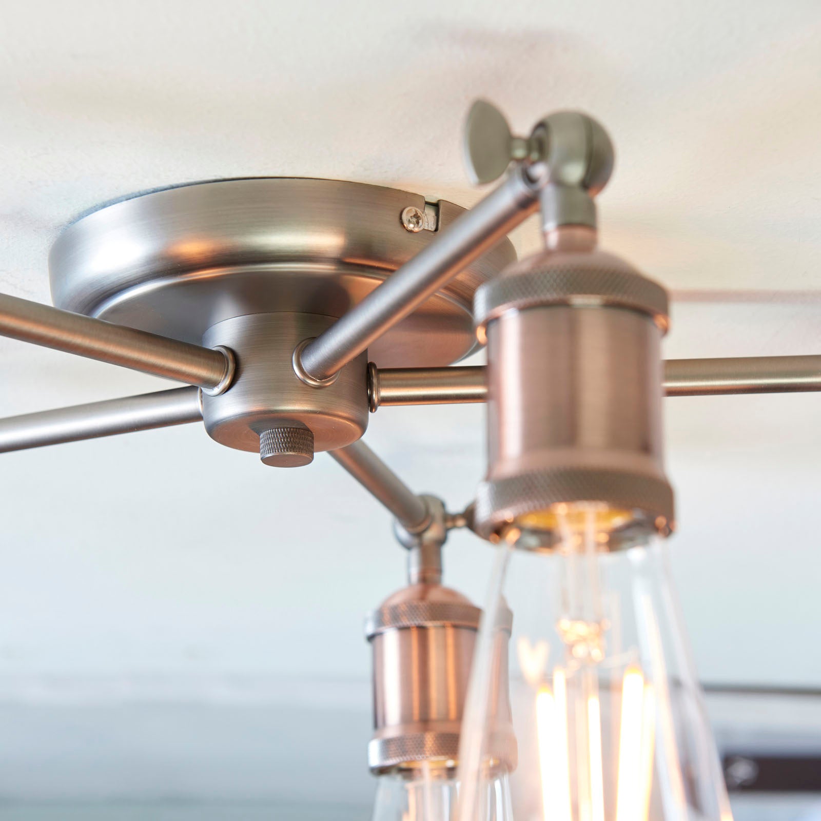 Hal 5-Light Industrial Semi-Flush Mount - Aged Pewter & Copper