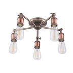 Hal 5-Light Industrial Semi-Flush Mount - Aged Pewter & Copper