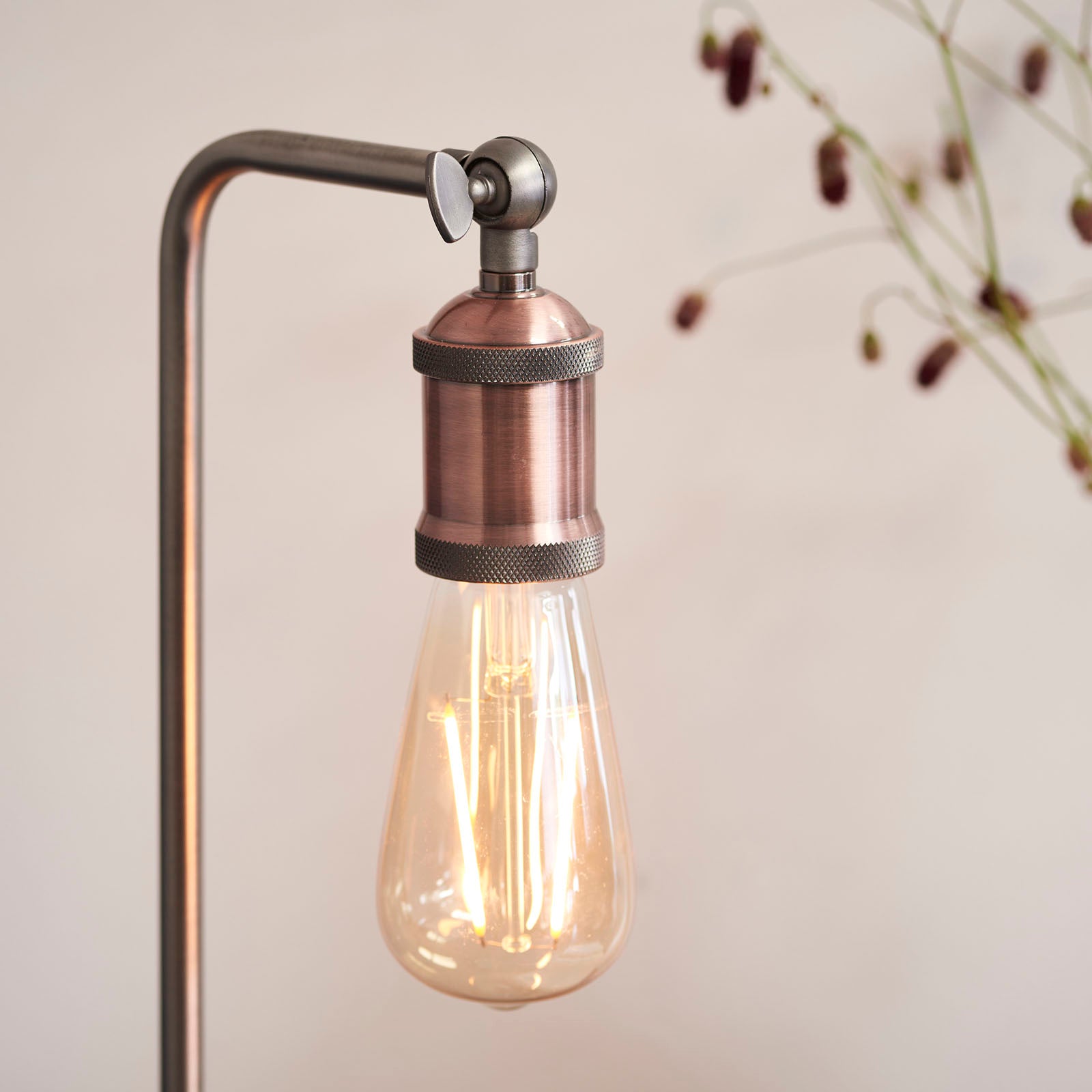 Hal 1-Light Industrial Table Lamp - Aged Pewter & Copper
