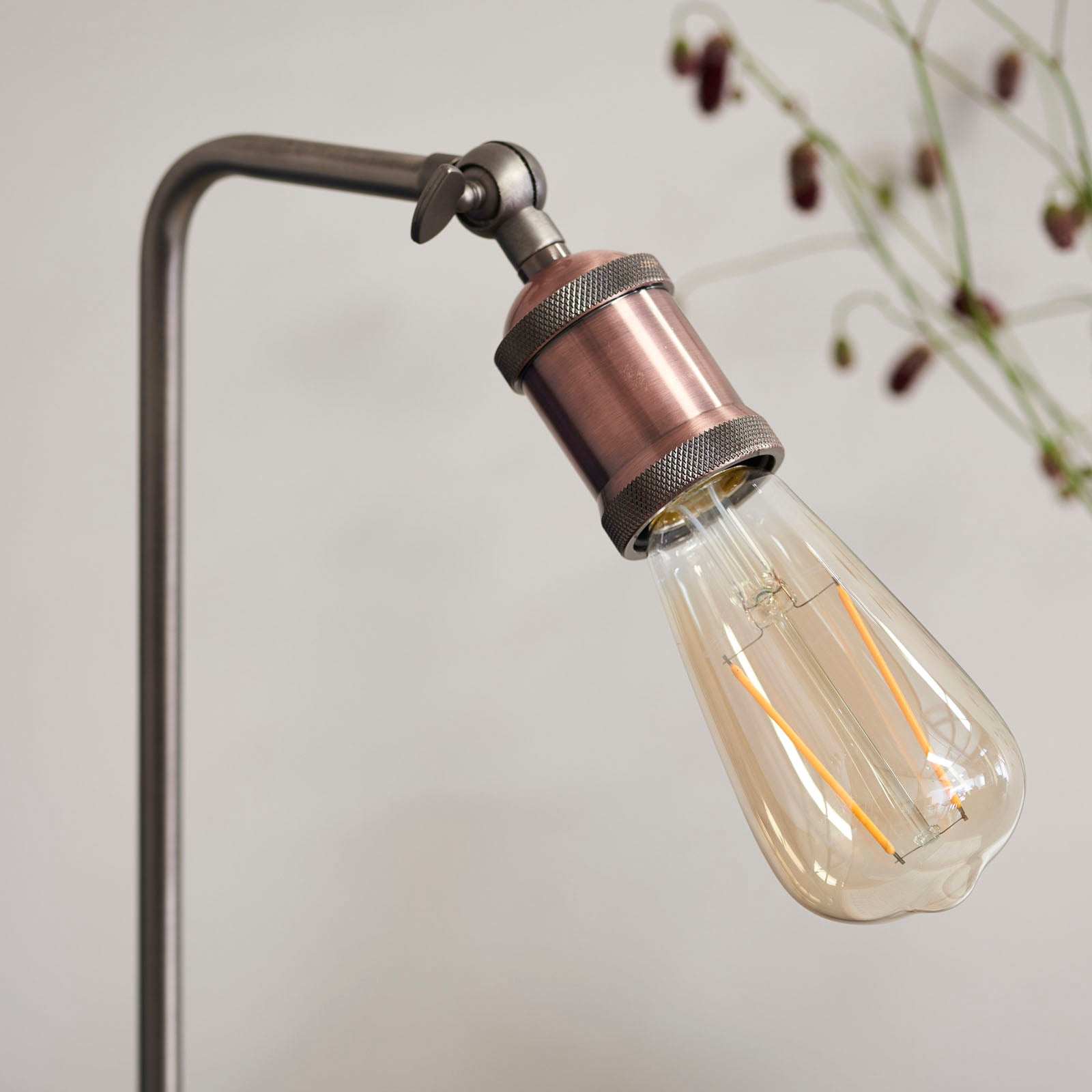 Hal 1-Light Industrial Table Lamp - Aged Pewter & Copper