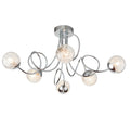 Auria 6-Light Semi-Flush Mount: Modern Style (Chrome & Beaded Glass)