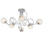 Auria 6-Light Semi-Flush Mount: Modern Style (Chrome & Beaded Glass)
