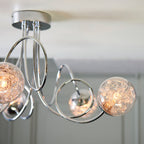 Auria 6-Light Semi-Flush Mount: Modern Style (Chrome & Beaded Glass)