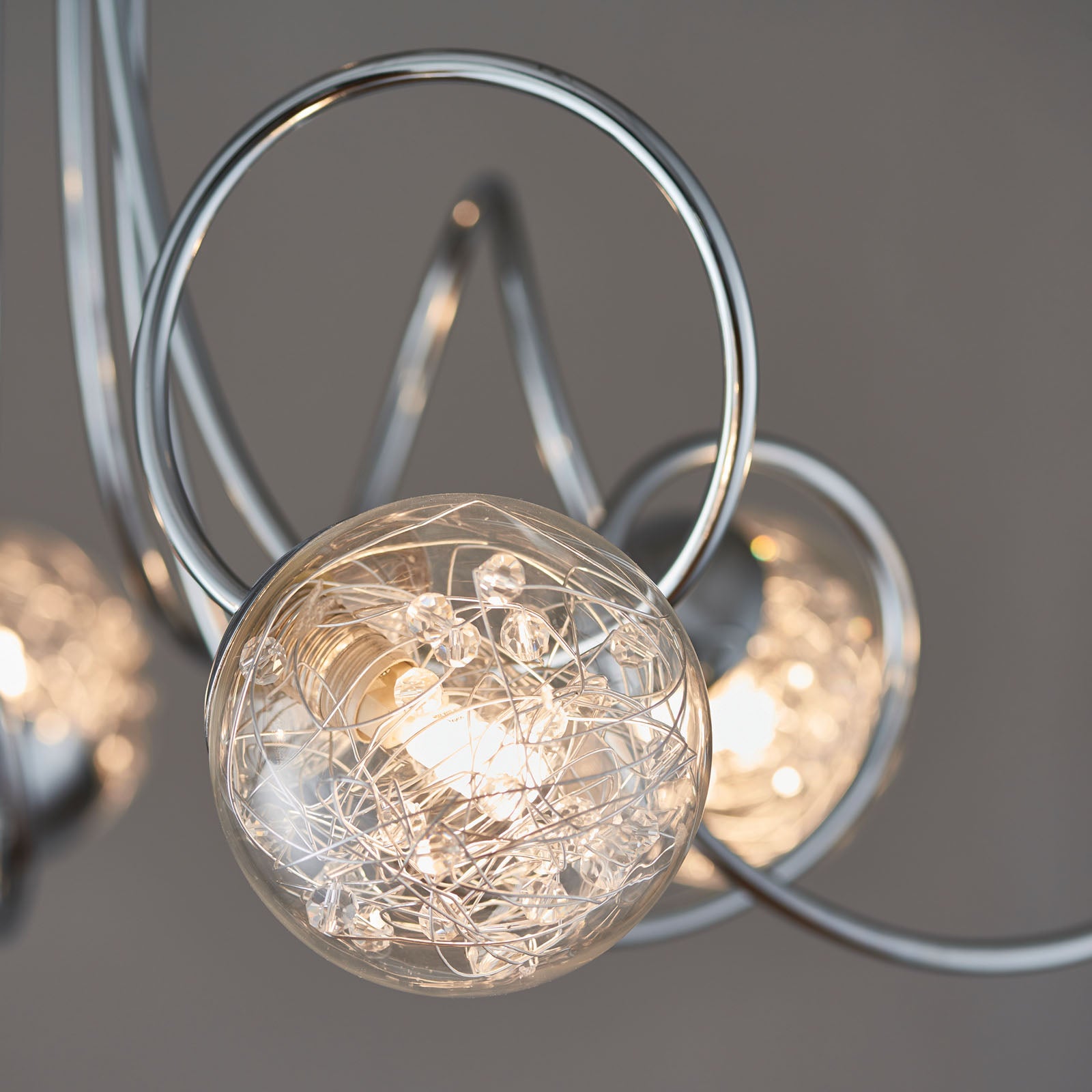 Auria 6-Light Semi-Flush Mount: Modern Style (Chrome & Beaded Glass)