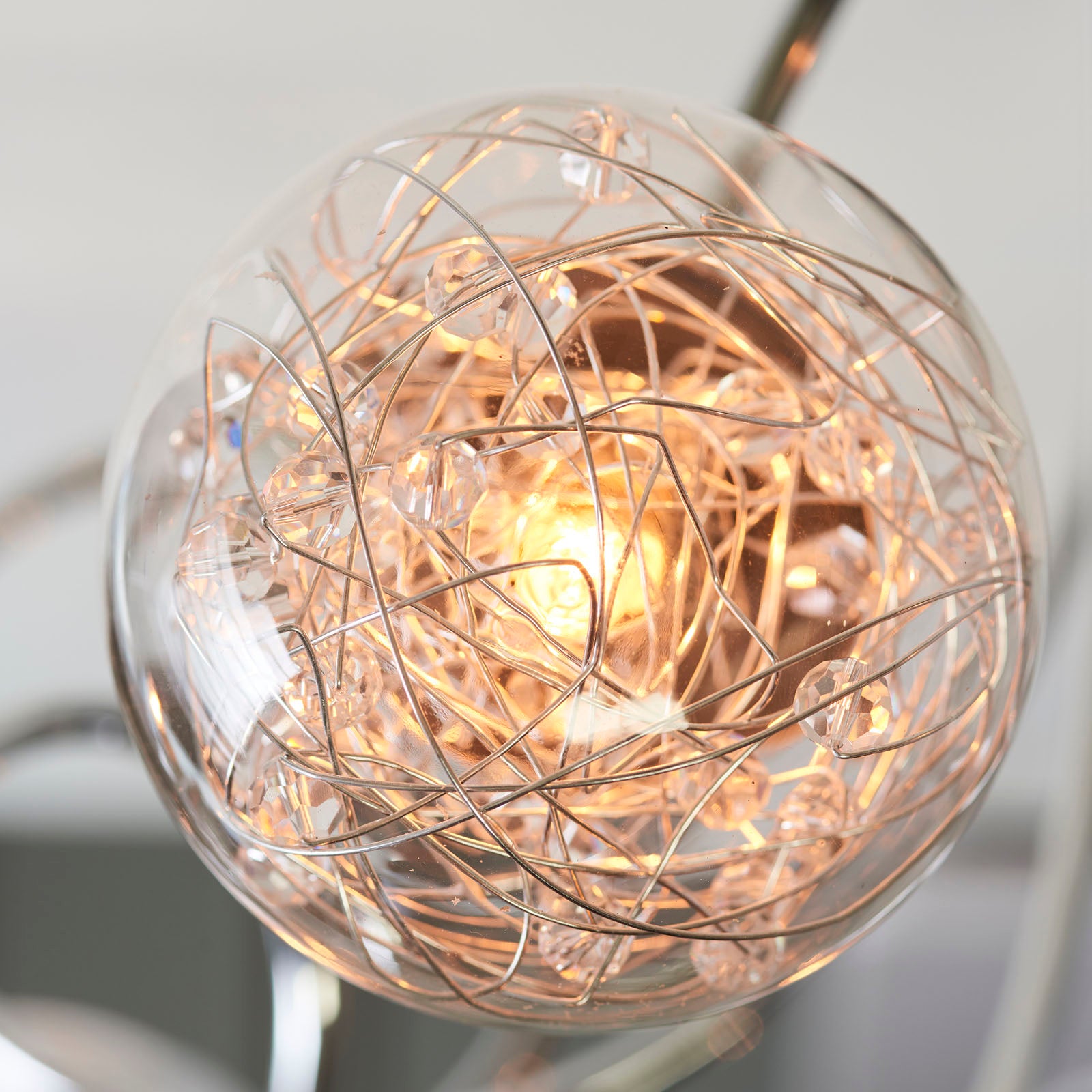 Auria 6-Light Semi-Flush Mount: Modern Style (Chrome & Beaded Glass)