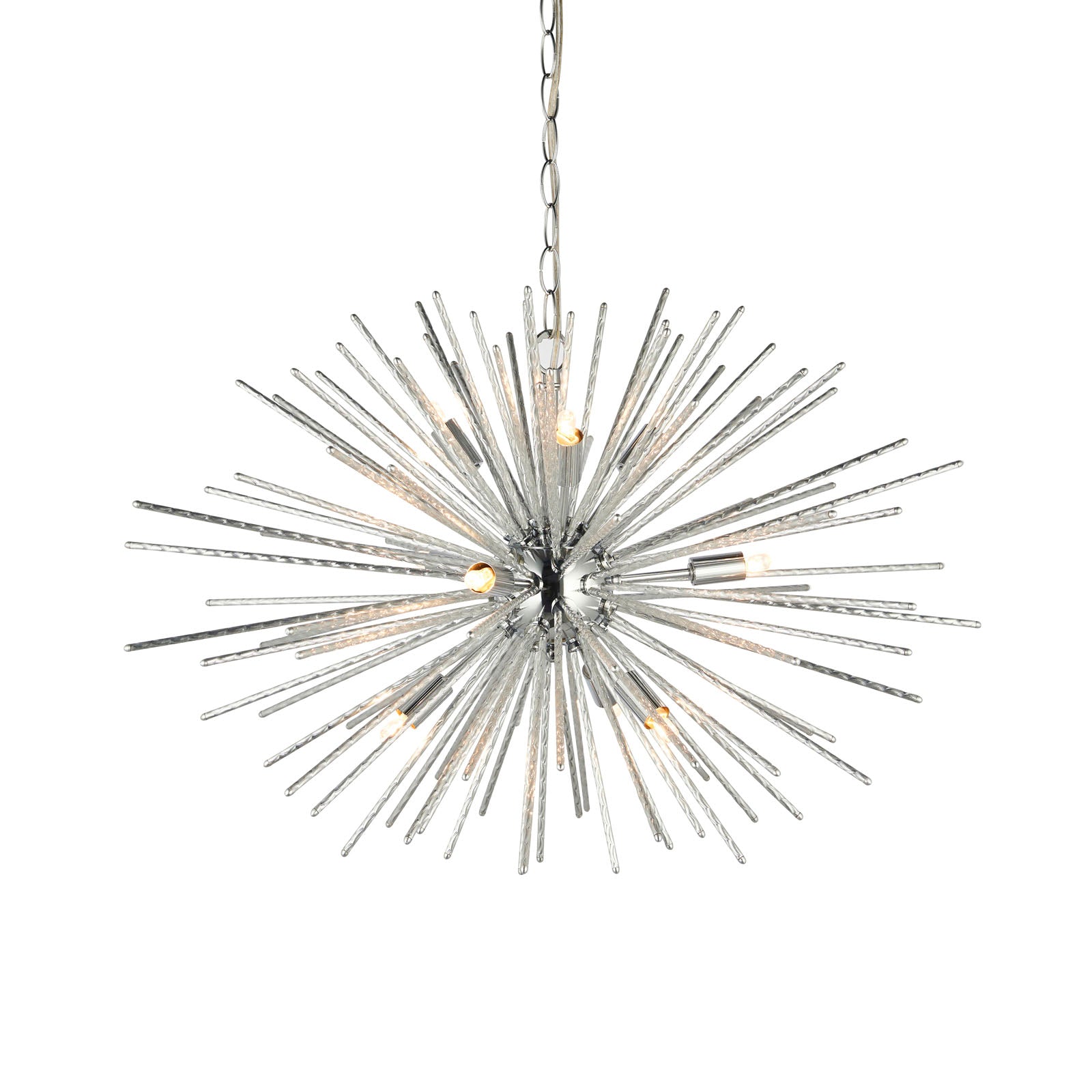 Lena 9-Light Modern Chrome Star Pendant with Textured Rods