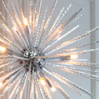 Lena 9-Light Modern Chrome Star Pendant with Textured Rods