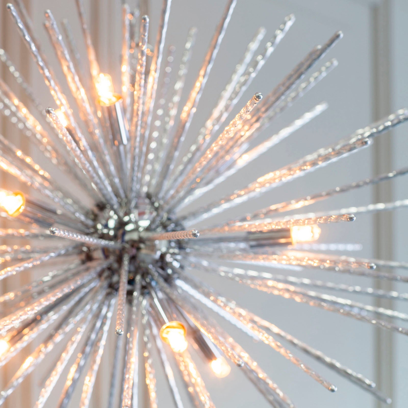Lena 9-Light Modern Chrome Star Pendant with Textured Rods