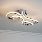 Aria 1-Light LED Semi-Flush Mount: Flowing Curves (Chrome)