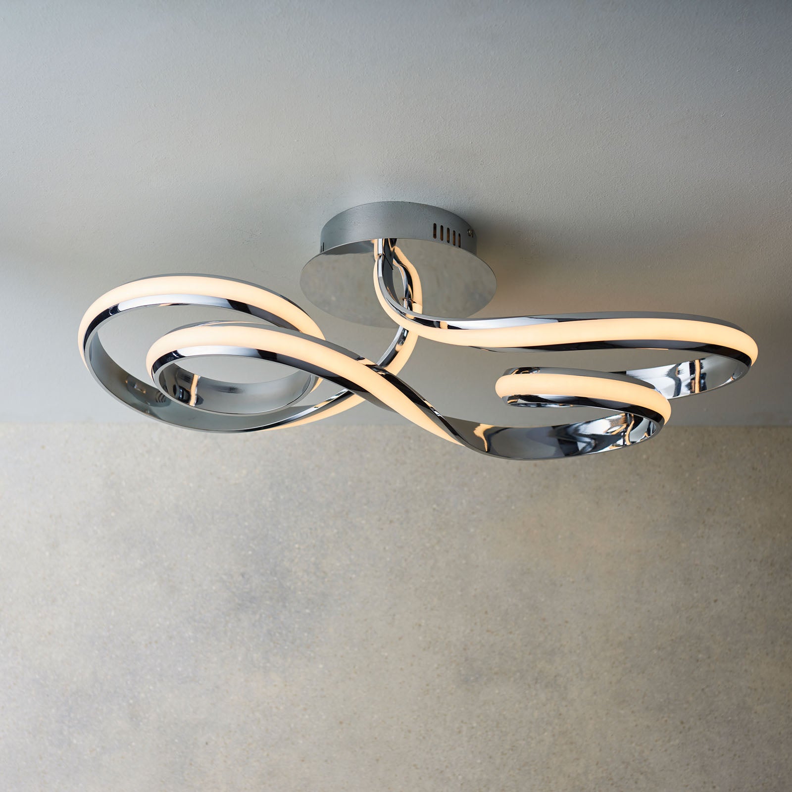 Aria 1-Light LED Semi-Flush Mount: Flowing Curves (Chrome)