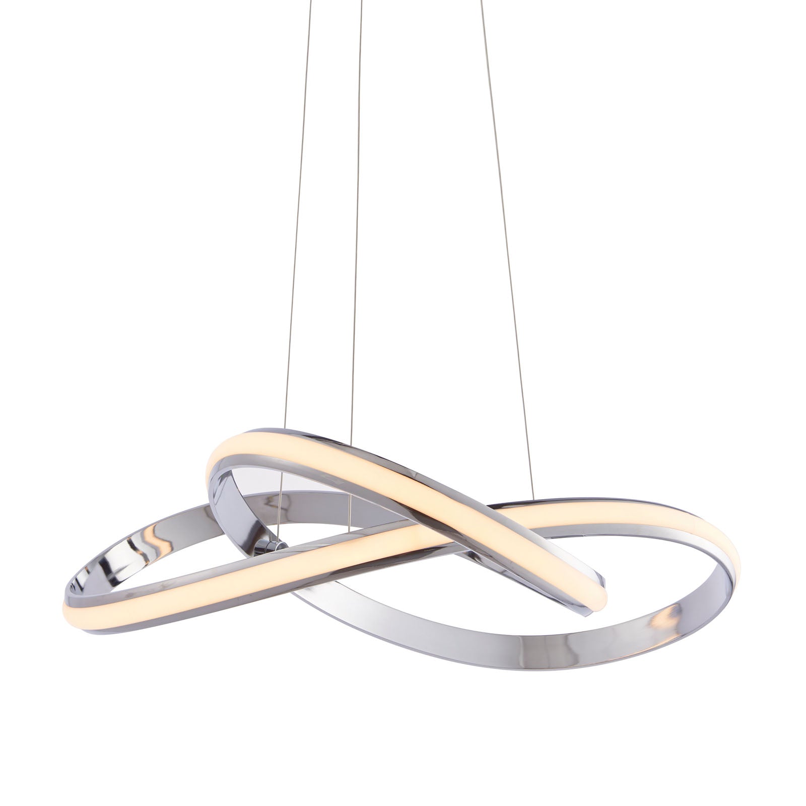 Aria 1-Light LED Pendant: Flowing Curves (Chrome, Height Adjustable)