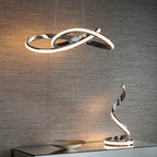Aria 1-Light LED Pendant: Flowing Curves (Chrome, Height Adjustable)