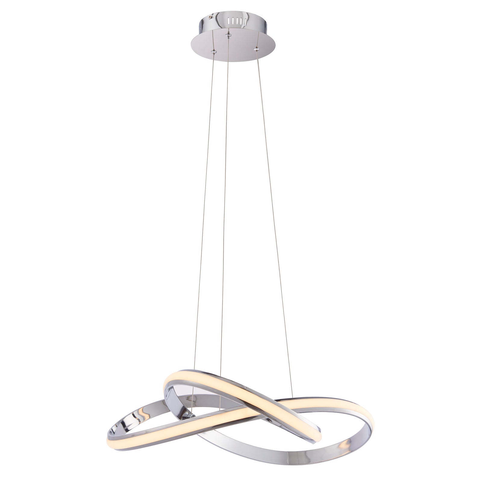 Aria 1-Light LED Pendant: Flowing Curves (Chrome, Height Adjustable)