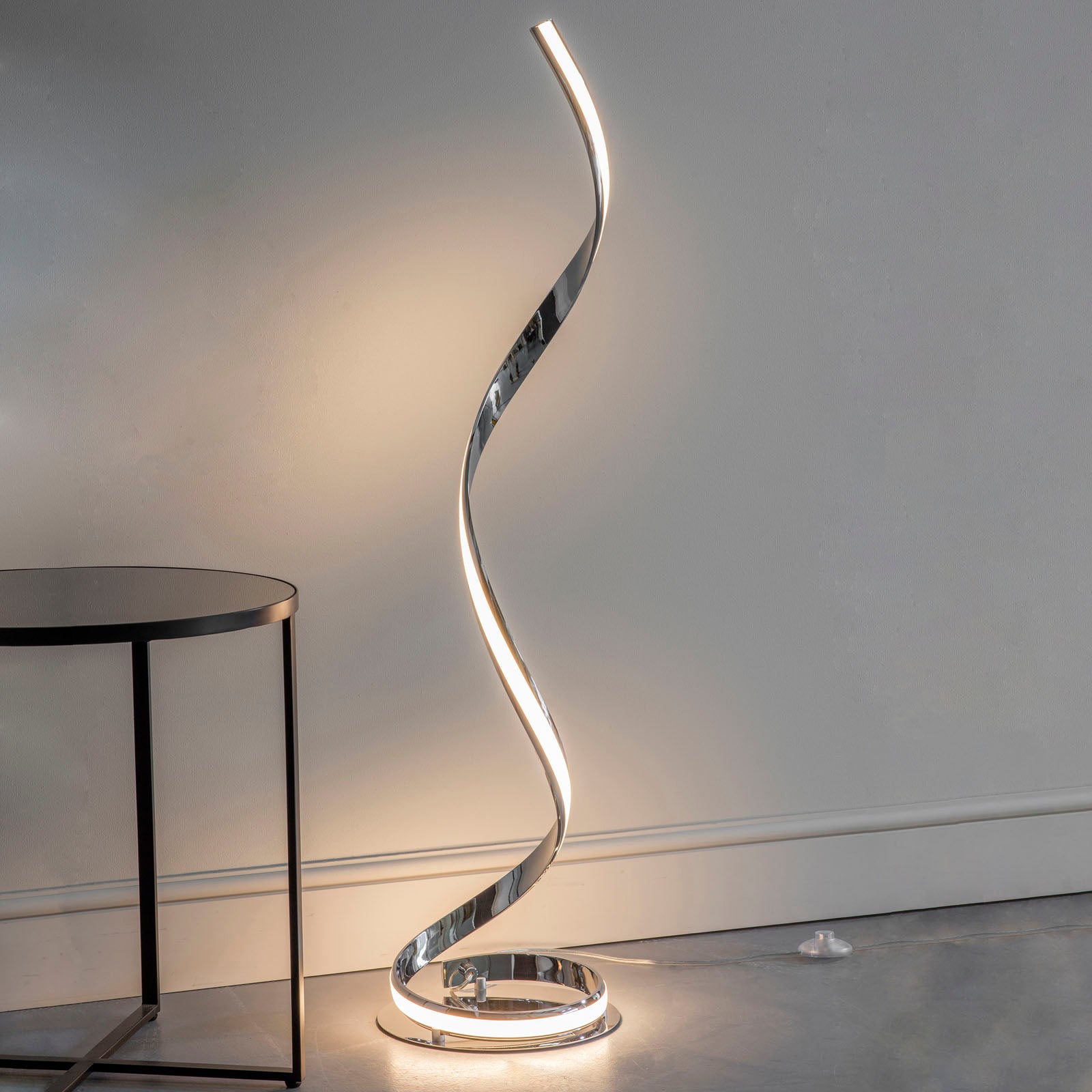 Aria 1-Light LED Floor Lamp: Flowing Curves (Chrome)