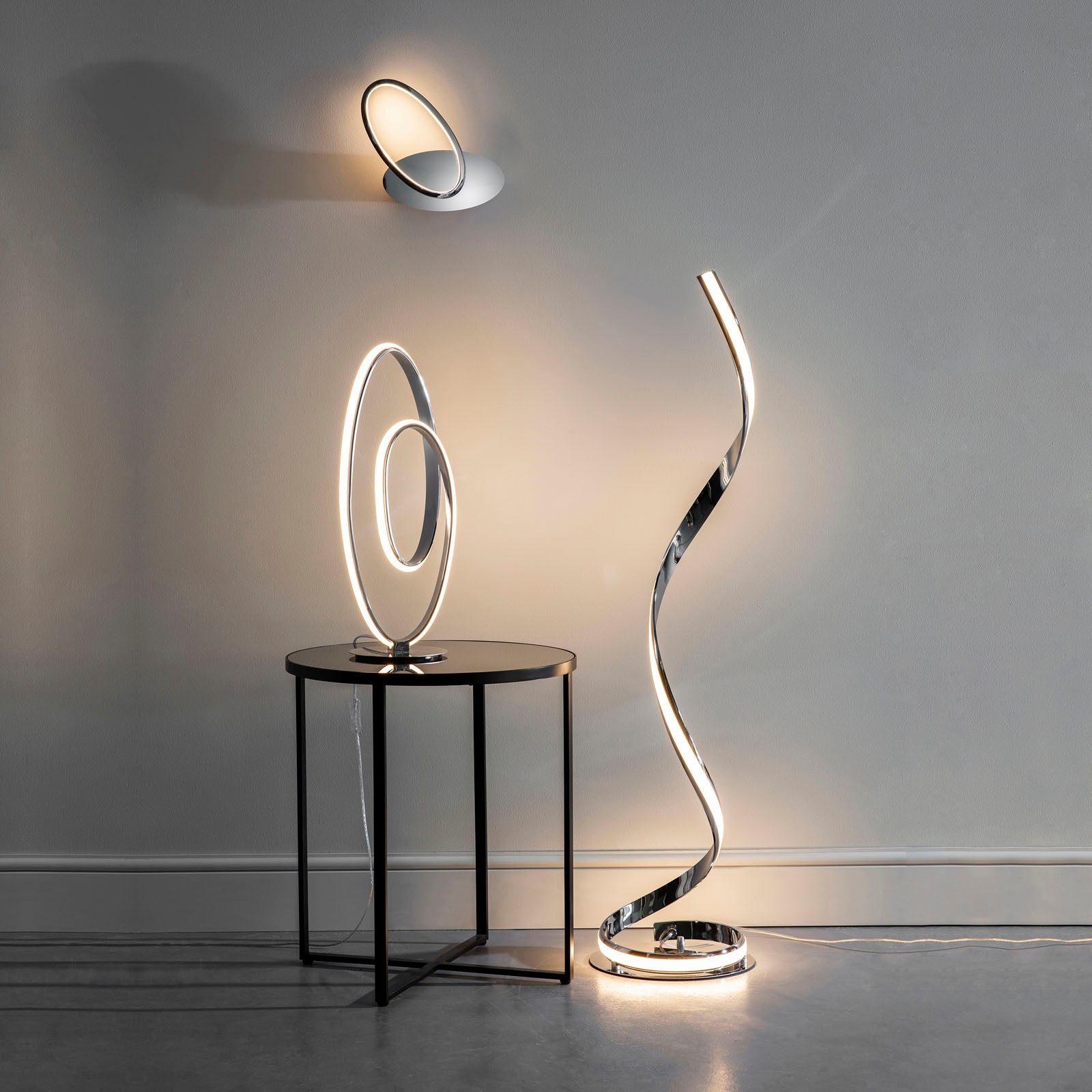 Aria 1-Light LED Floor Lamp: Flowing Curves (Chrome)