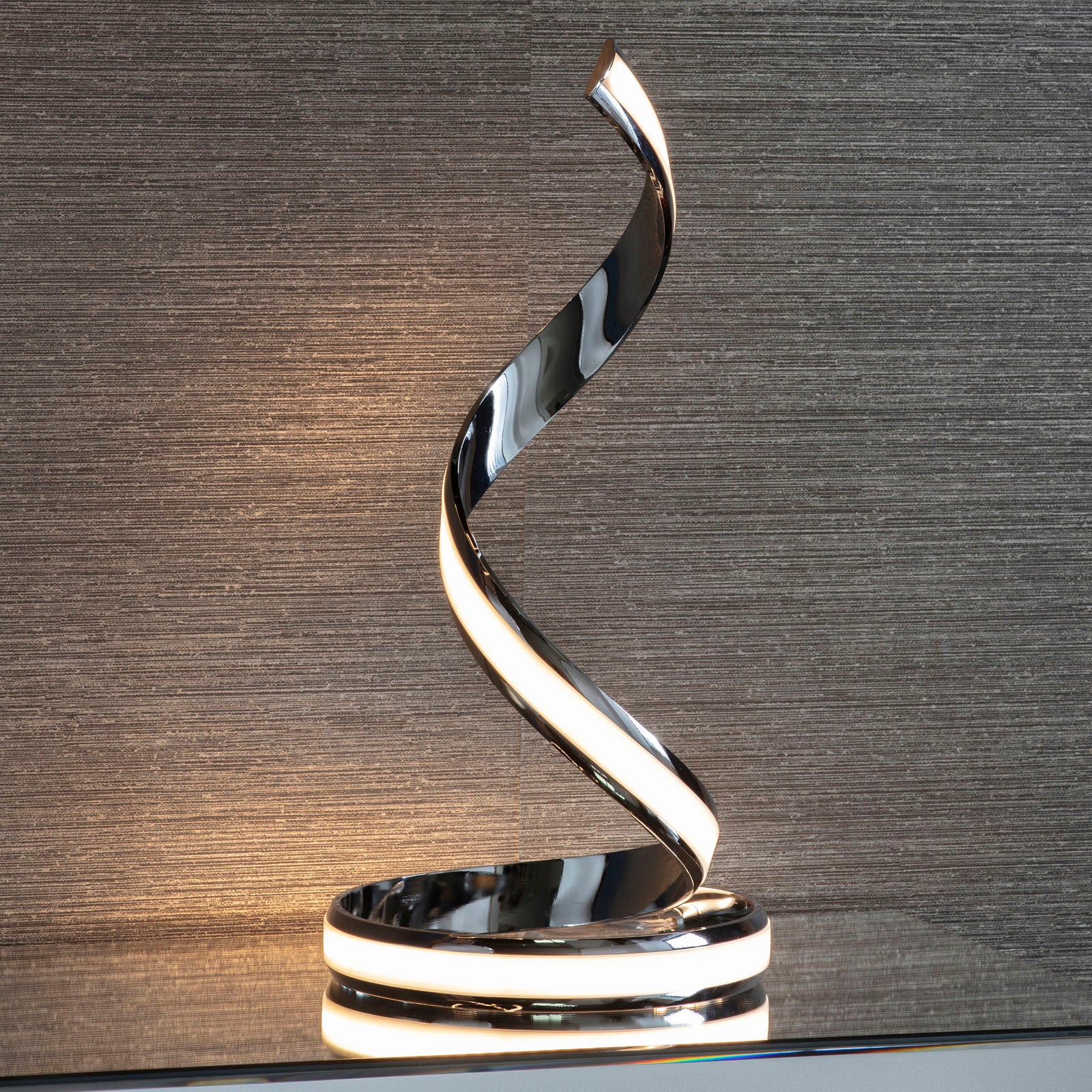 Aria 1-Light LED Table Lamp: Flowing Curves (Chrome)