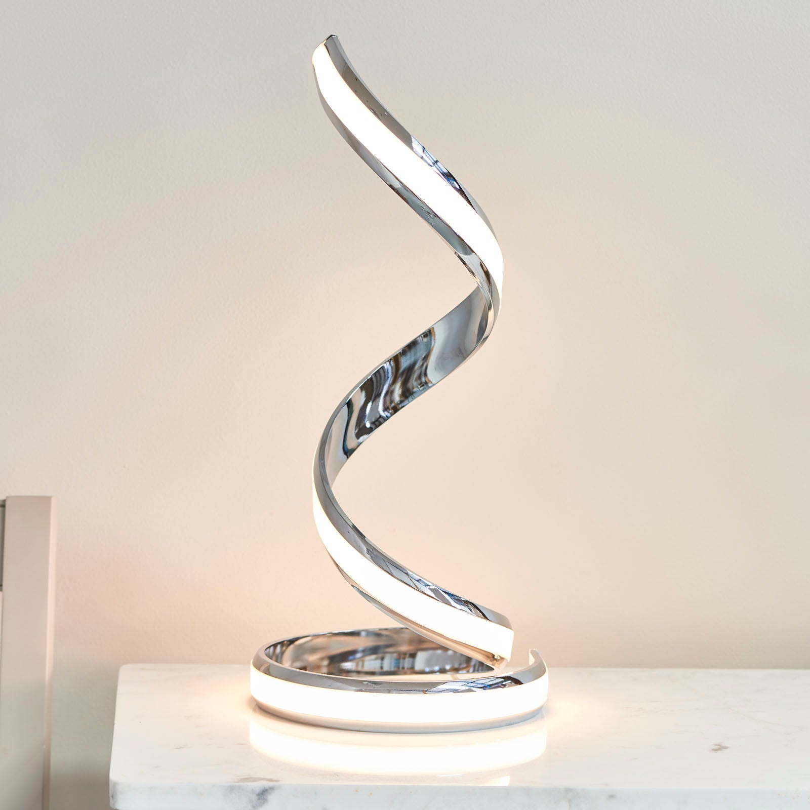 Aria 1-Light LED Table Lamp: Flowing Curves (Chrome)