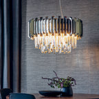 Valetta 6 Light Stainless Steel and Crystal Chandelier