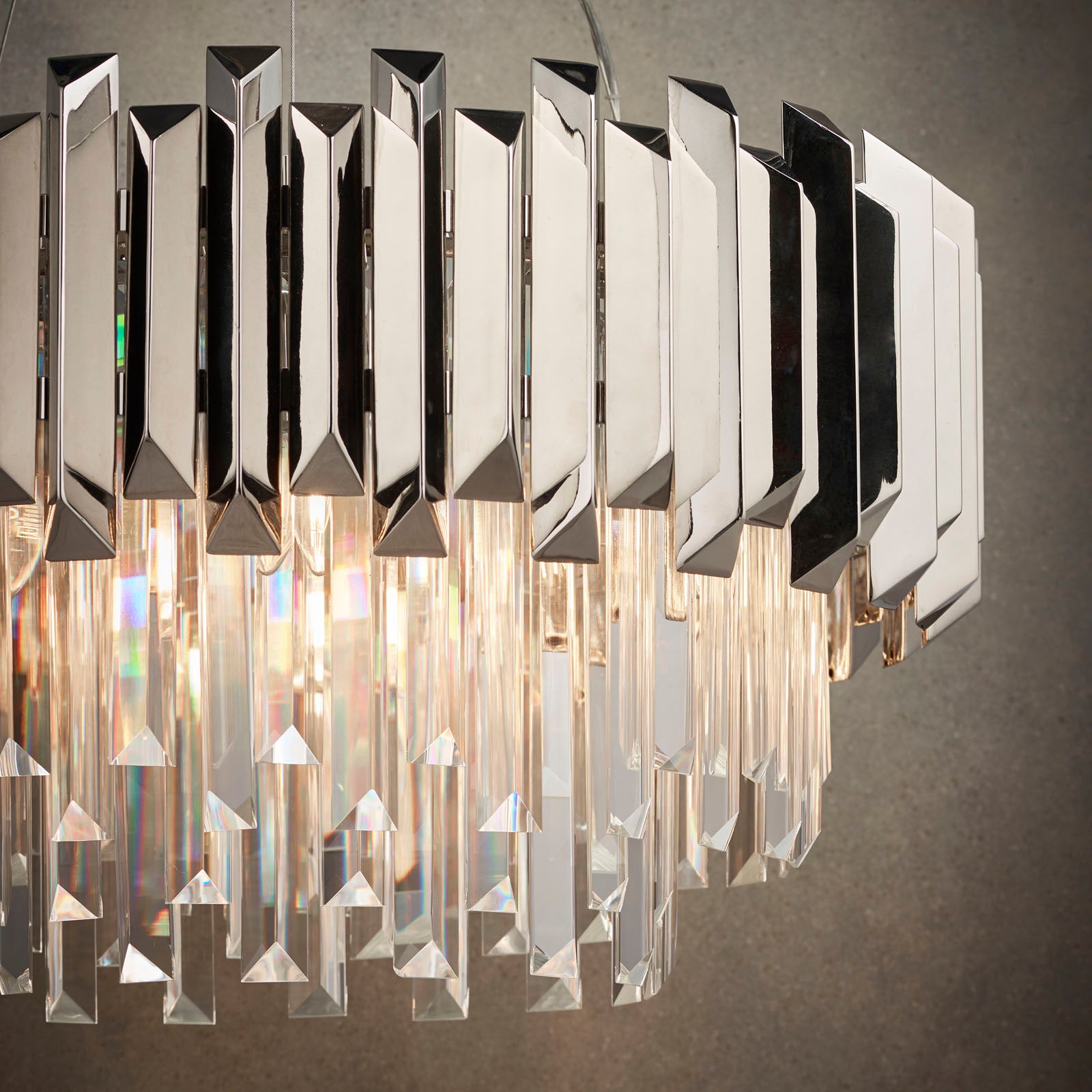 Valetta 6 Light Stainless Steel and Crystal Chandelier