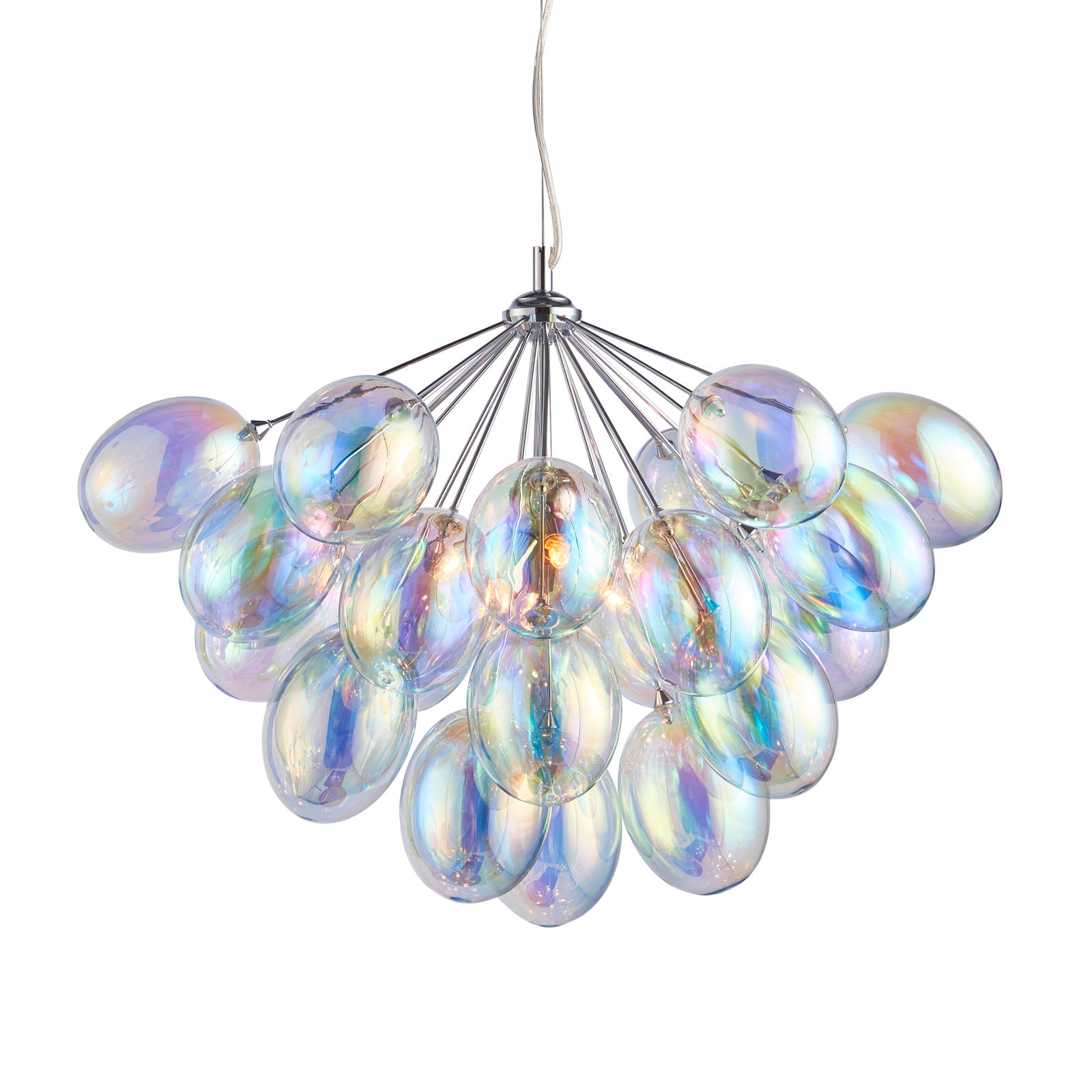 Infinity 6-Light Chrome Pendant Light with Iridescent Glass Shades