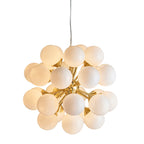 Oscar Brushed Brass 28-Light Mid-Century Pendant with Gloss White Glass Shades