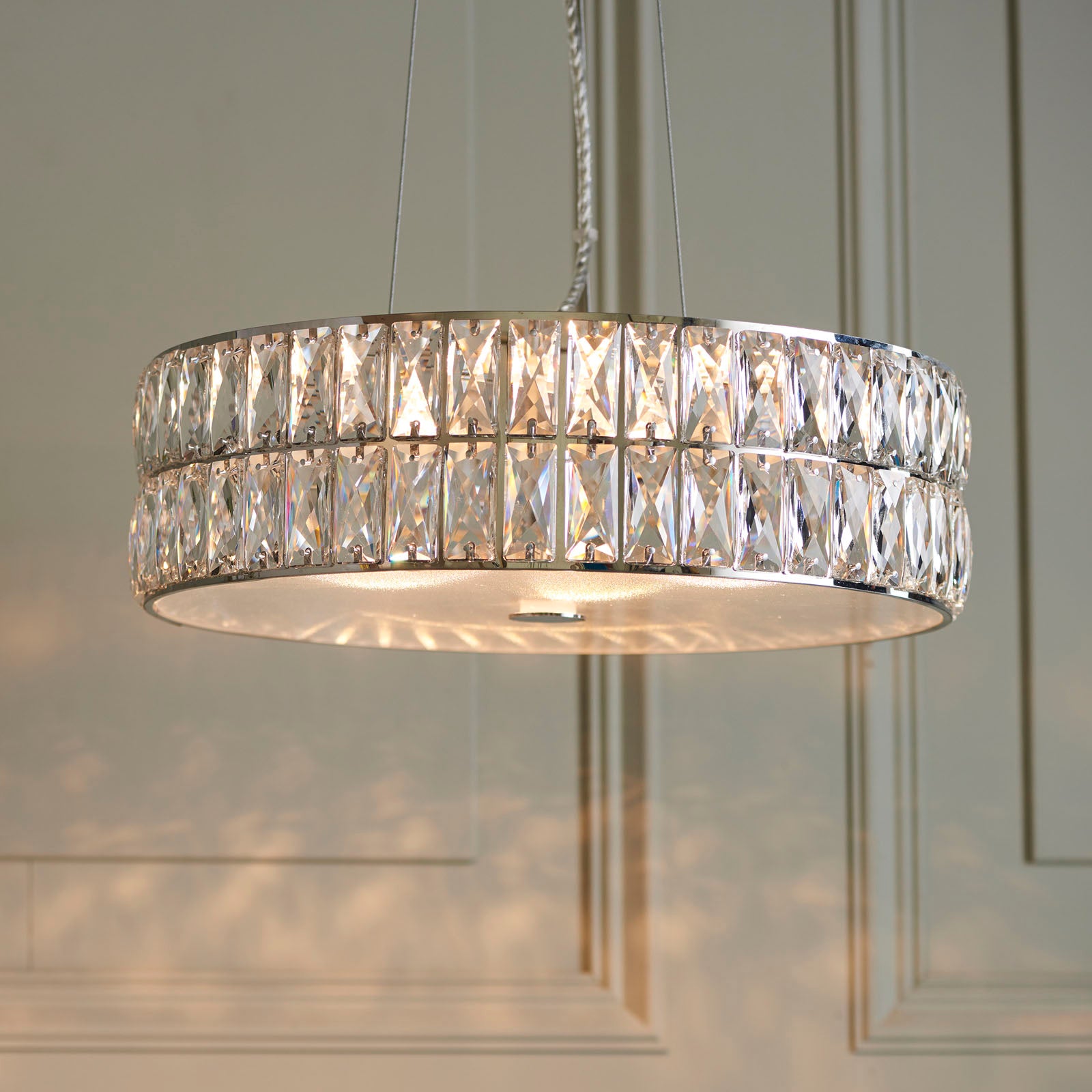 Verina 5 Light Pendant with Prismatic Glass Diffuser Chrome