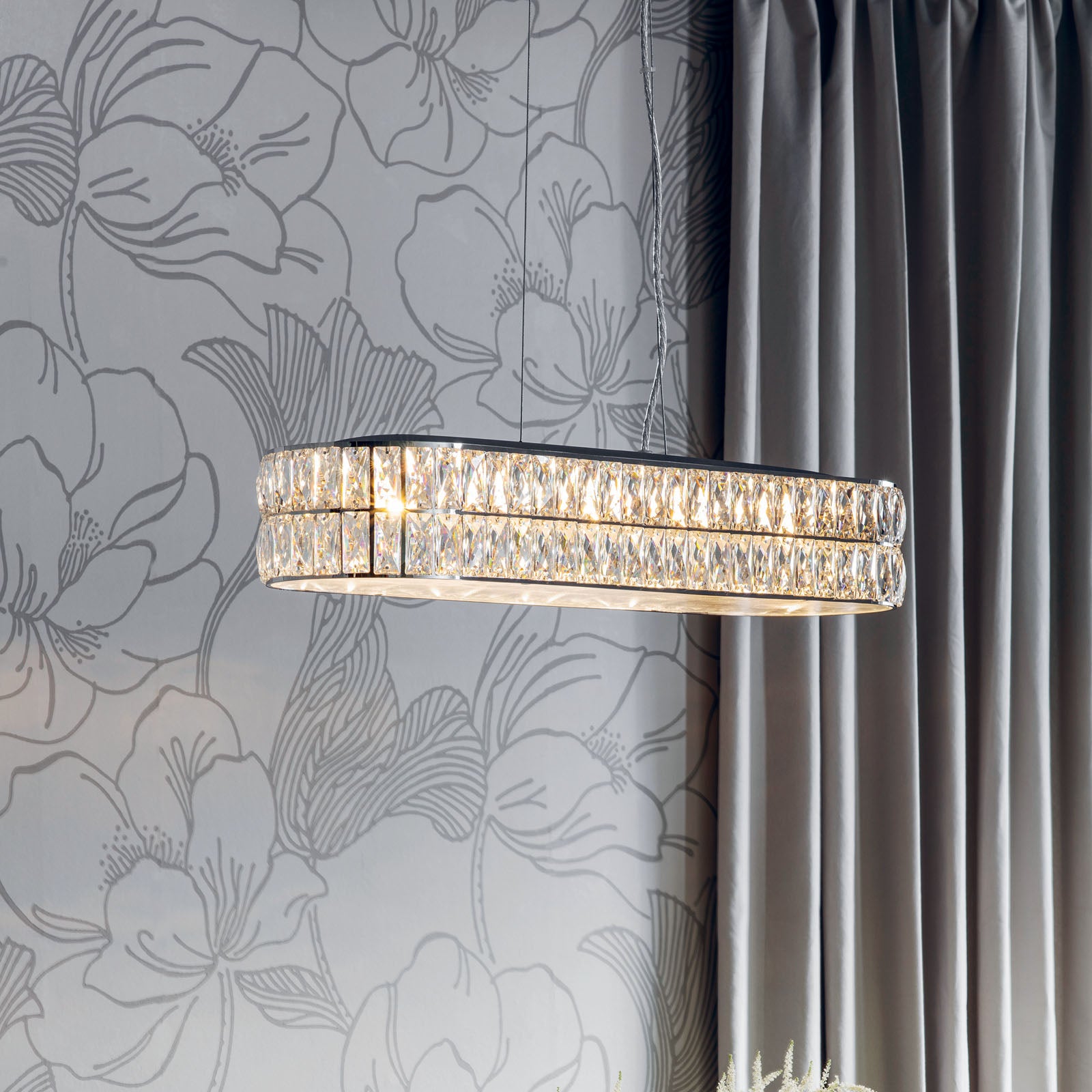 Verina 5-Light Crystal Chrome Bar Pendant