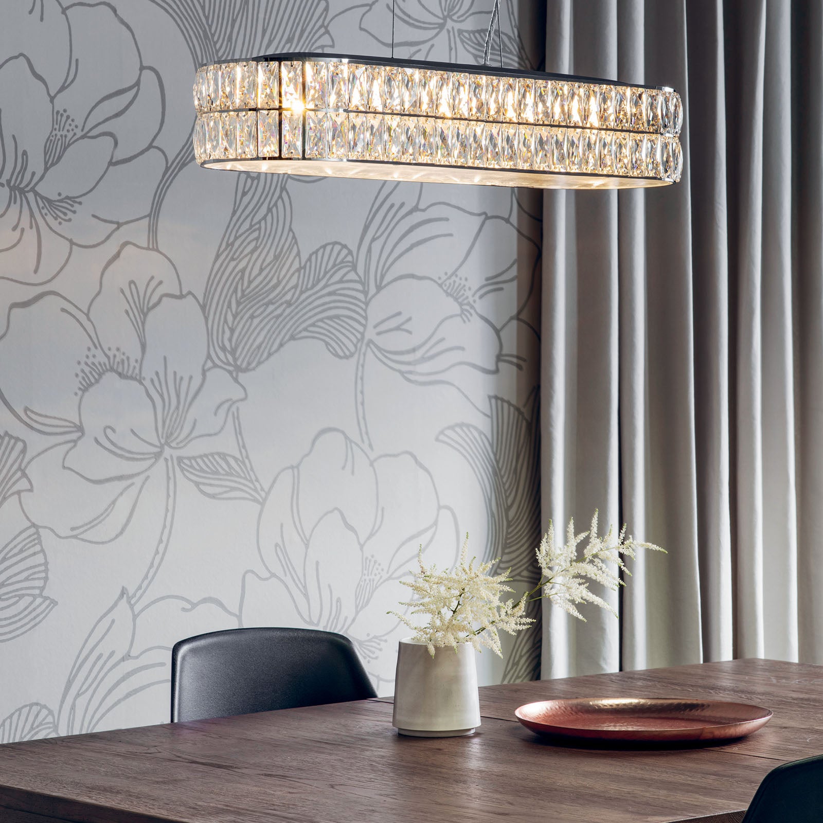 Verina 5-Light Crystal Chrome Bar Pendant