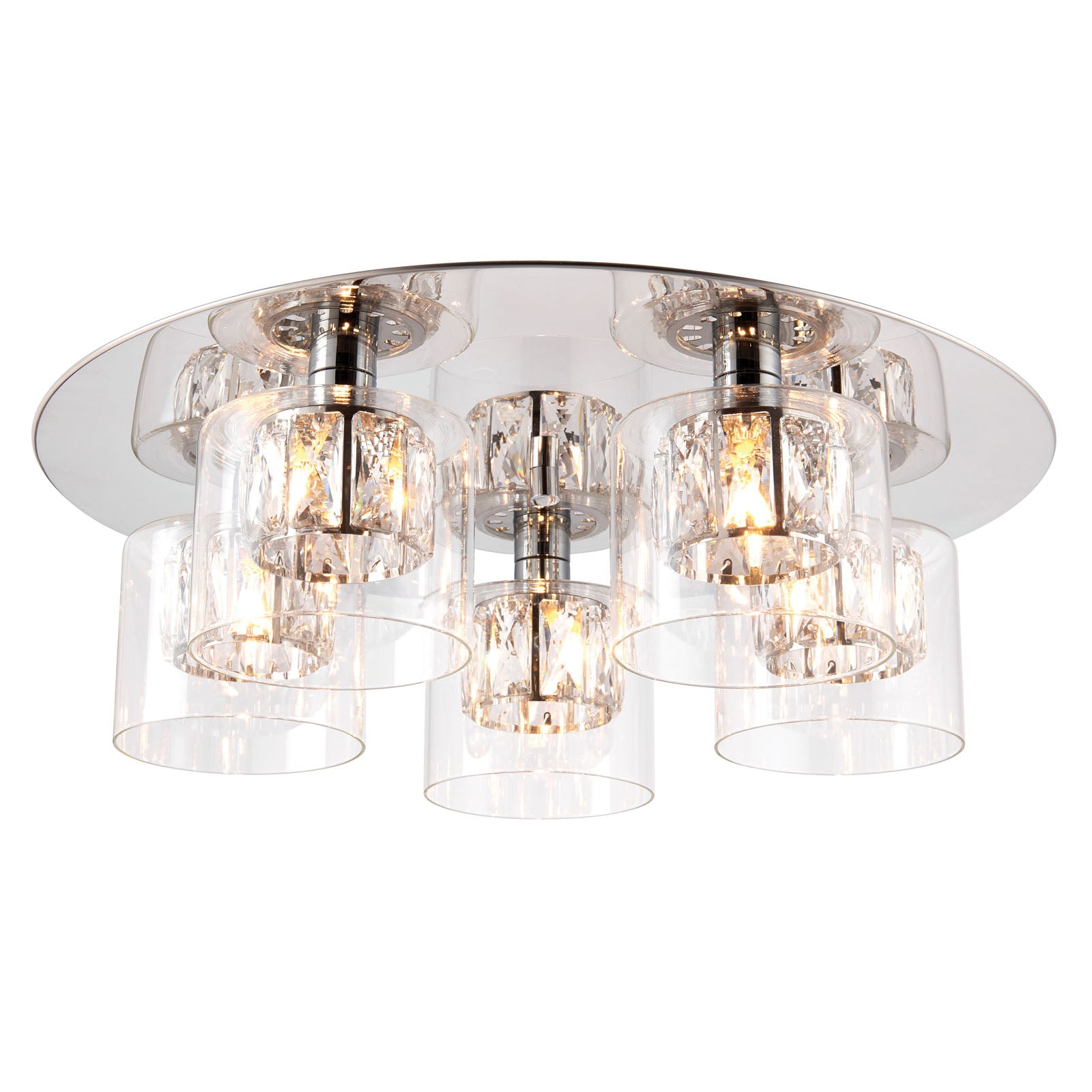 Verina 5-Light Chrome Crystal Flush Ceiling Light
