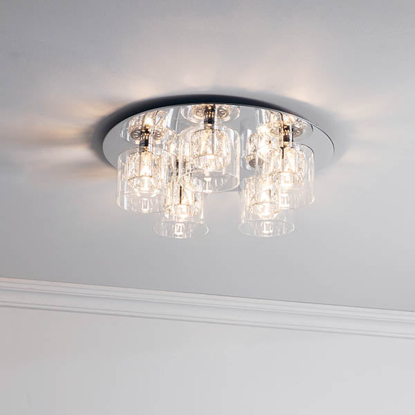 Verina 5-Light Chrome Crystal Flush Ceiling Light
